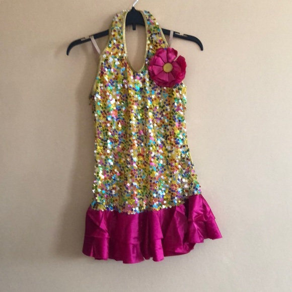 Weissman Yellow Sequin Dance Dress - XLC - Picture 2 of 4